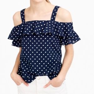 J. Crew Polka Dot Cold Shoulder Top